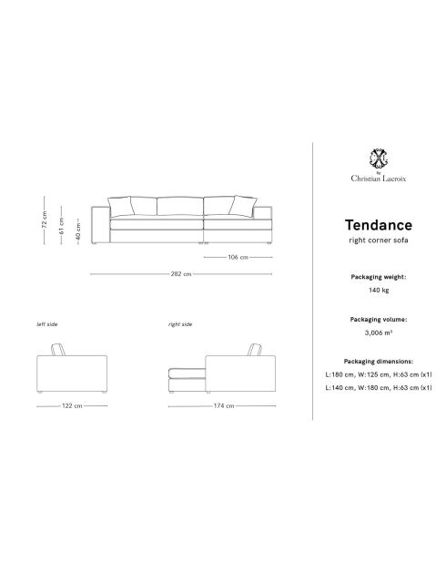 Rechtes Ecksofa Trendy Cord 5 Sitze hellbeige - 282x174x72 cm