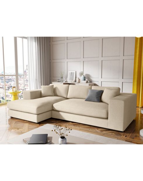 Linkes Ecksofa Trendy Cord 5 Sitze hellbeige - 282x174x72 cm