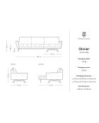 Canapé d'angle droit Modulaire Olivier 4 Places bleu - 264x171x87 cm