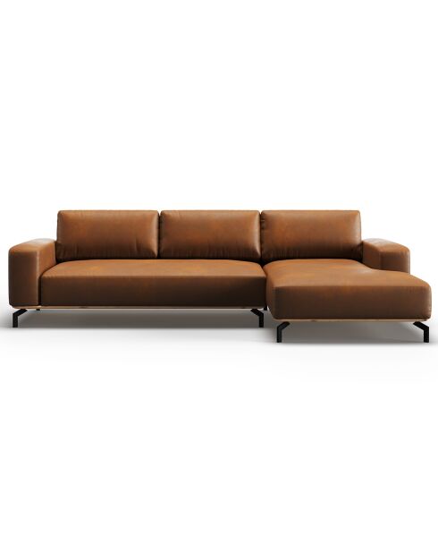Canapé d'angle droit en Cuir Marc 5 Places marron - 297x175x84 cm