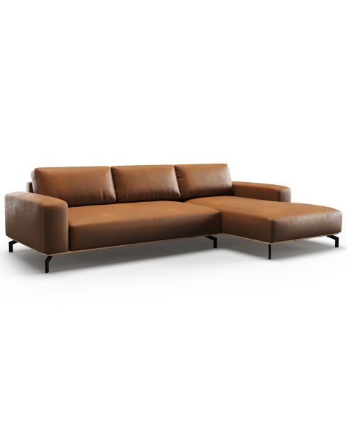 Canapé d'angle droit en Cuir Marc 5 Places marron - 297x175x84 cm