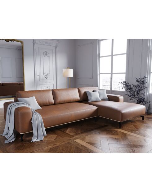 Canapé d'angle droit en Cuir Marc 5 Places marron - 297x175x84 cm