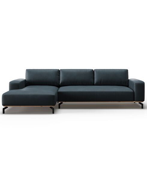 Canapé d'angle gauche en Cuir Marc 5 Places bleu - 297x175x84 cm