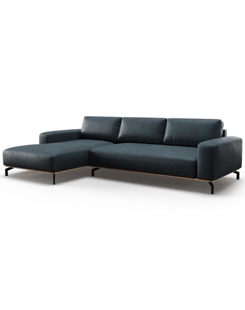 Canapé d'angle gauche en Cuir Marc 5 Places bleu - 297x175x84 cm