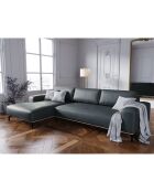 Canapé d'angle gauche en Cuir Marc 5 Places bleu - 297x175x84 cm