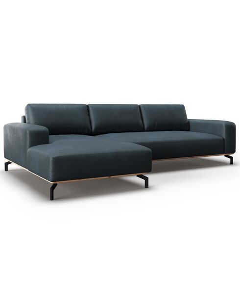 Canapé d'angle gauche en Cuir Marc 5 Places bleu - 297x175x84 cm