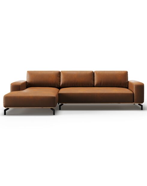Canapé d'angle gauche en Cuir Marc 5 Places marron - 297x175x84 cm