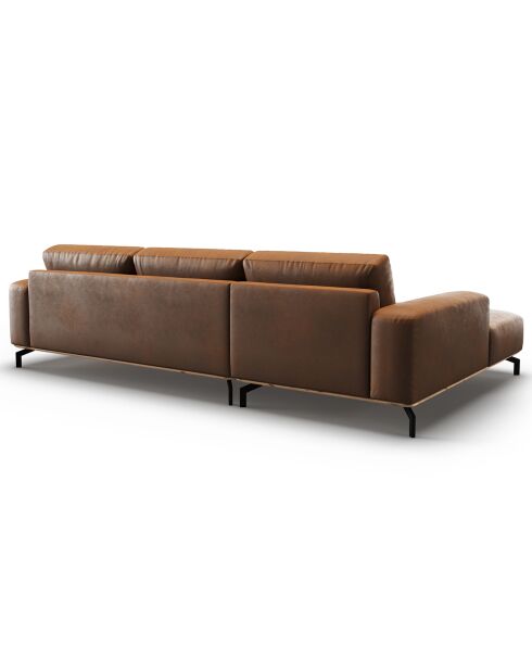 Canapé d'angle gauche en Cuir Marc 5 Places marron - 297x175x84 cm