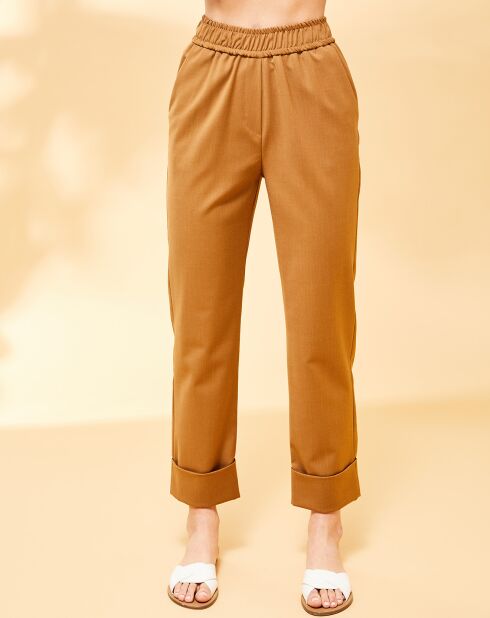 Pantalon Harper en Laine mélangée à revers camel