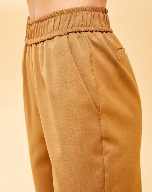 Pantalon Harper en Laine mélangée à revers camel