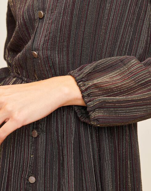 Abito a righe grigio scuro cremisi