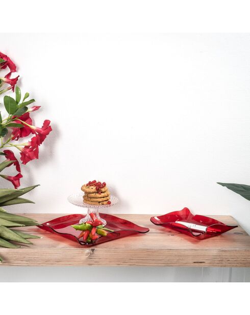 Fourre-Tout Drapé Drappeggi rouge/transparent - 20x15x3.5 cm