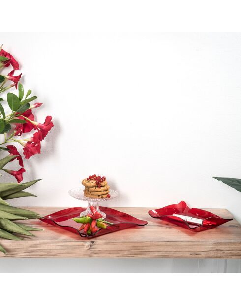 Fourre-Tout Drapé Drappeggi rouge/transparent - 23x23x3 cm