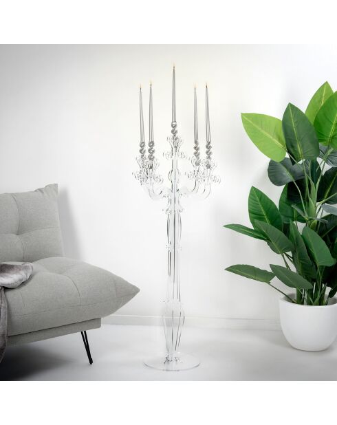 Candeliere trasparente a 5 bracci - 56x56x120 cm