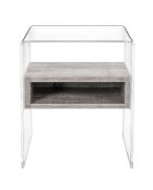 Table de chevet Lyn transparent/gris - 40x33x50 cm