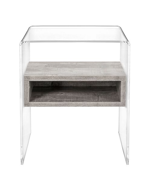 Table de chevet Lyn transparent/gris - 40x33x50 cm
