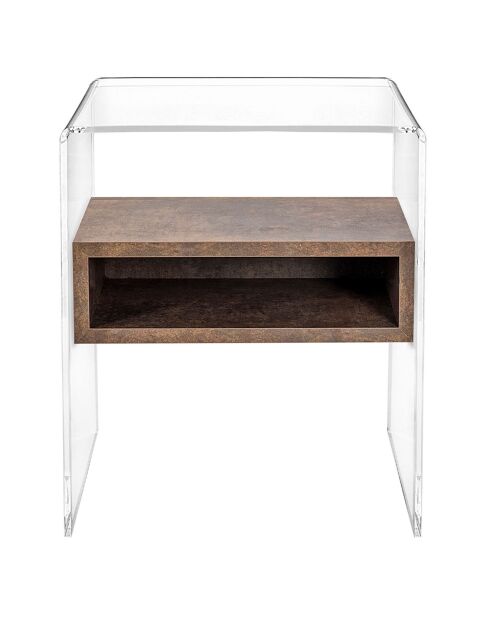Table de chevet Lyn transparent/beige - 40x33x50 cm