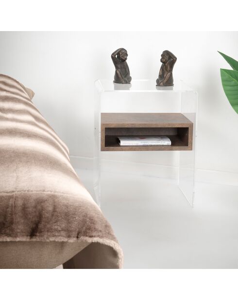 Table de chevet Lyn transparent/beige - 40x33x50 cm