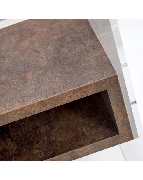 Table de chevet Lyn transparent/beige - 40x33x50 cm