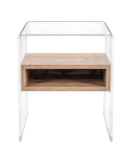 Table de chevet Lyn transparent/beige - 40x33x50 cm