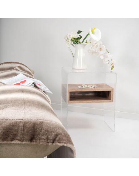 Table de chevet Lyn transparent/beige - 40x33x50 cm