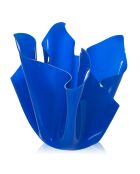 Vase drapé slim bleu/transparent - 22x22x21 cm