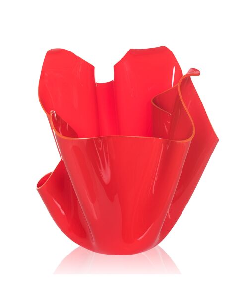 Vase drapé slim rouge - 22x22x21 cm