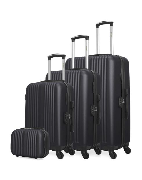 3 valigie Lipari-C 32/49/59/71 cm a 4 ruote e Vanity nera