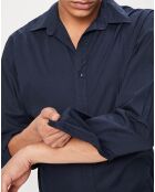 Chemise droite manches longues bleu foncé