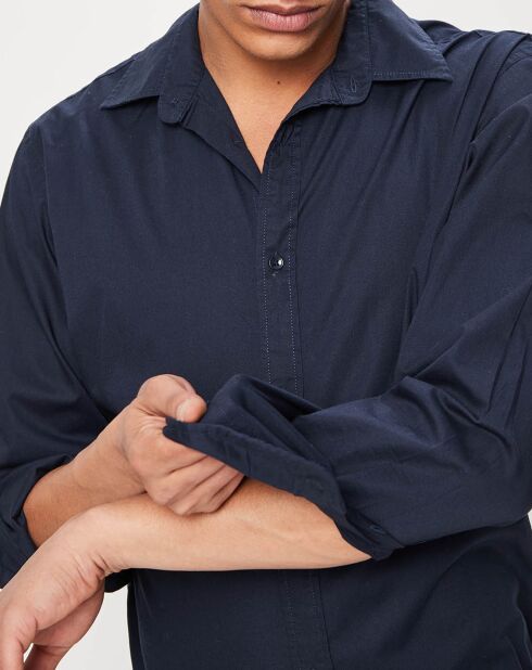 Chemise droite manches longues bleu foncé