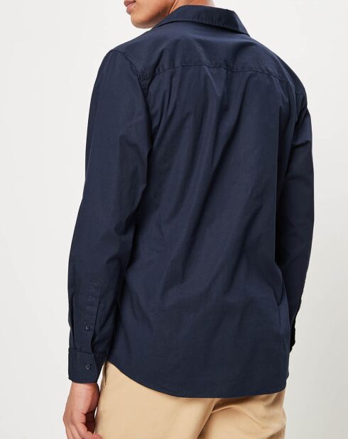 Chemise droite manches longues bleu foncé