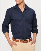 Chemise droite manches longues bleu foncé