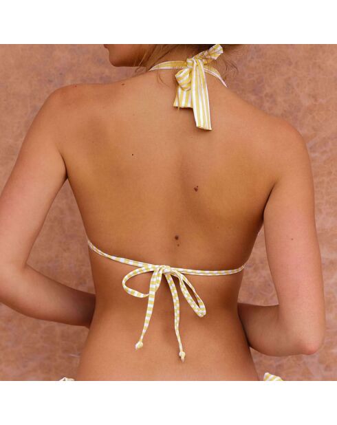 Henrietta Citrus geel/witte driehoekige bikinitop