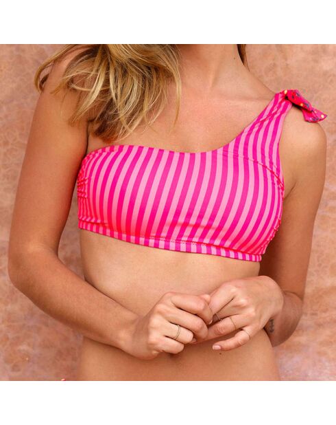 Asymmetrisches Bikinioberteil Mina Ruby in Rosa