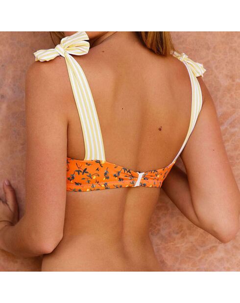 Top de bikini tipo bandeau naranja mandarina Tamara