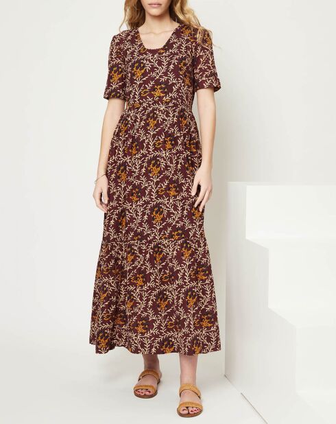 Joy bordeauxrode lange jurk