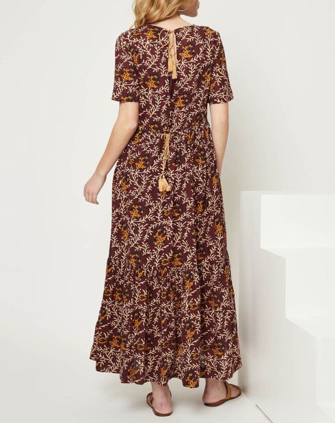 Joy bordeauxrode lange jurk