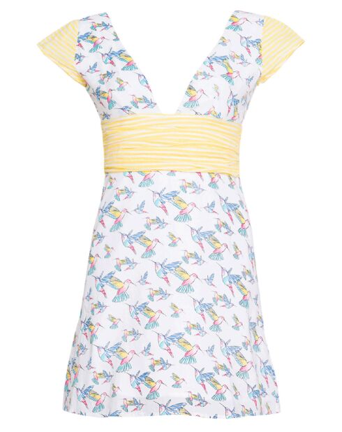 Robe Marie Halo blanc/jaune/bleu