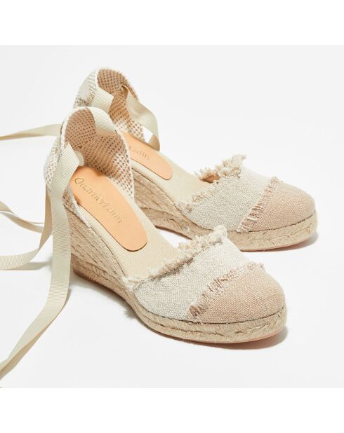 Espadrilles en Textile beiges - Talon 8.5 cm