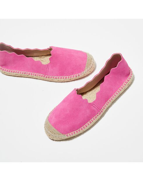 Espadrilles en Velours de Cuir framboise
