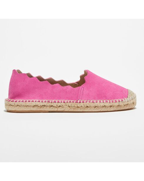 Espadrilles en Velours de Cuir framboise