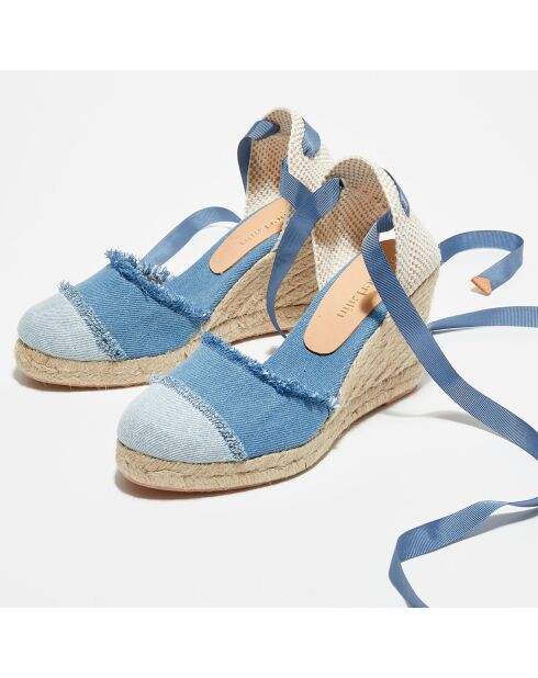 Espadrilles en Textile denim clair - Talon 8.5 cm