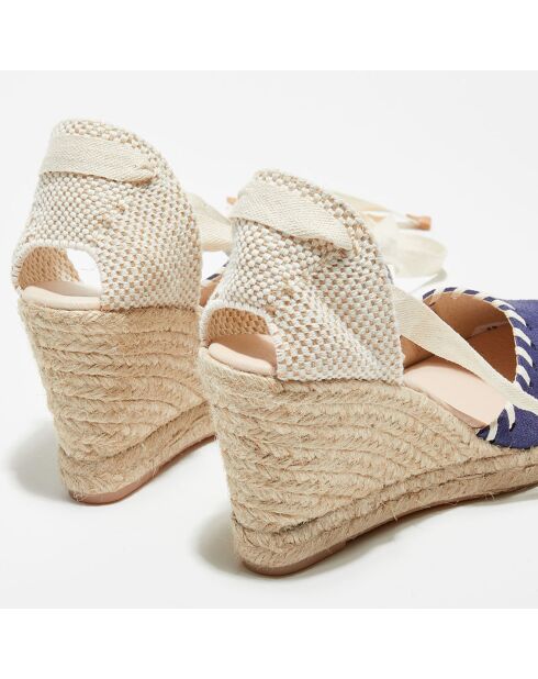 Espadrilles en Velours de Cuir bleues - Talon 9 cm