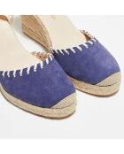 Espadrilles en Velours de Cuir bleues - Talon 9 cm