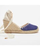 Espadrilles en Velours de Cuir bleues - Talon 9 cm