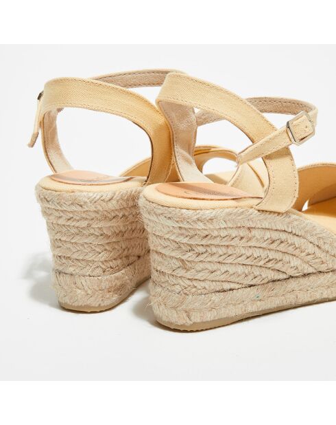 Beigefarbene Keilsandalen - Absatz 7 cm