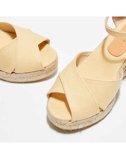 Beigefarbene Keilsandalen - Absatz 7 cm