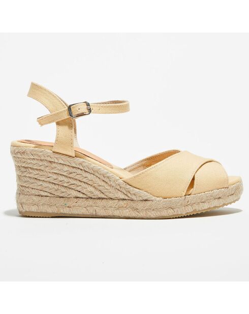 Beigefarbene Keilsandalen - Absatz 7 cm