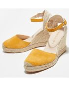 Espadrilles en Velours de Cuir moutarde - Talon 9 cm