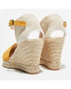 Espadrilles en Velours de Cuir moutarde - Talon 9 cm